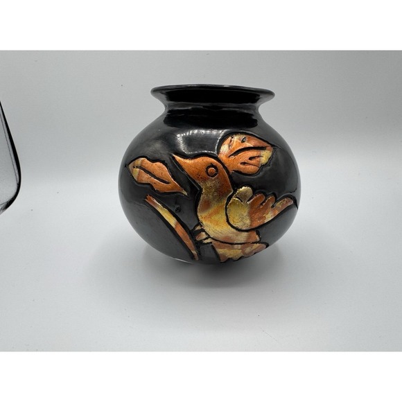 Vintage Dona Rosa Pottery Oaxaca Mexico SB BEAUTIFULL Black Clay Signed pottery